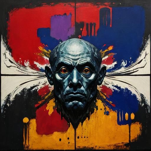 Abstract Expressionist Composition in Hyper-realism Style