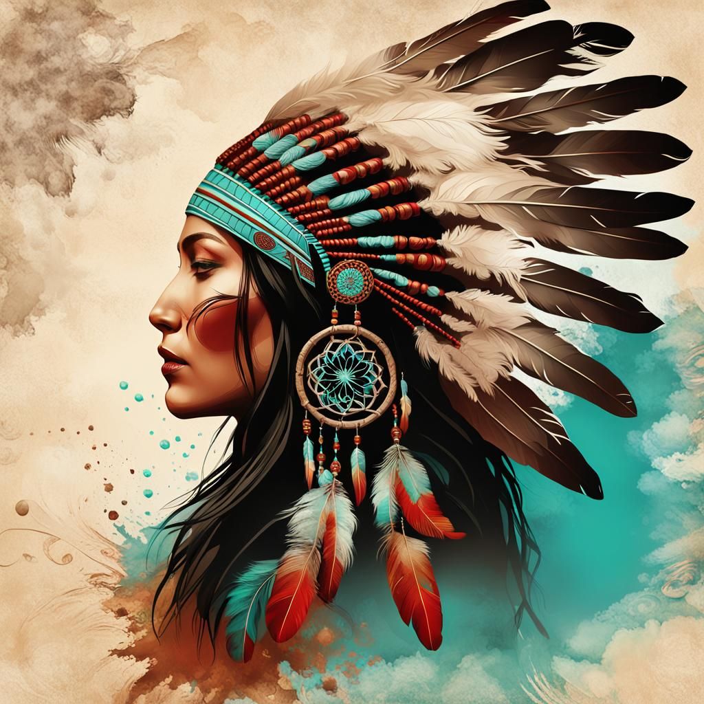 Elegant Indigenous Goddess in Traditional Attire