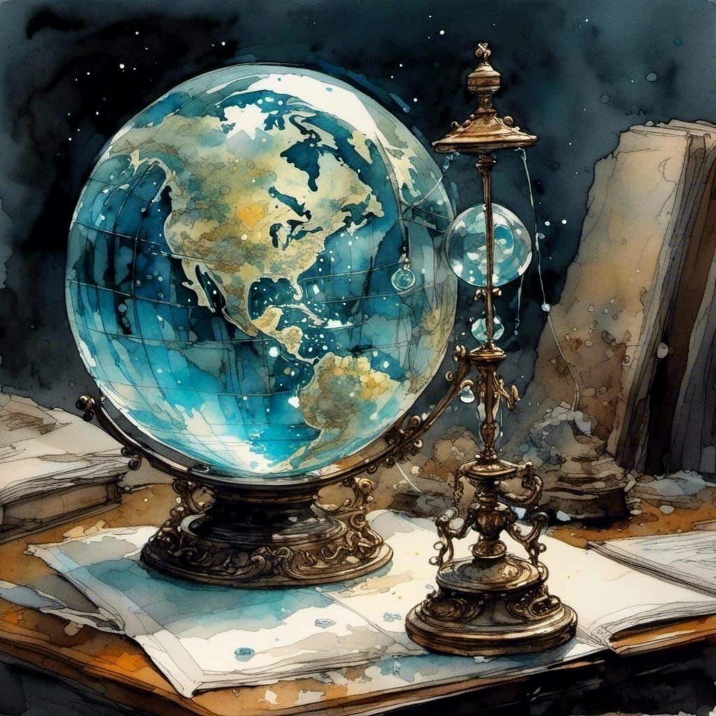 Monochrome World Globe in Black
