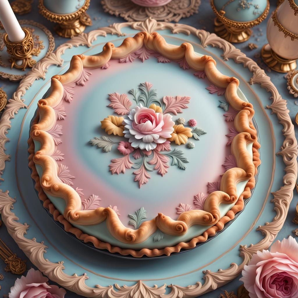 Colorful Baroque Pie in Pale Pastel Colors