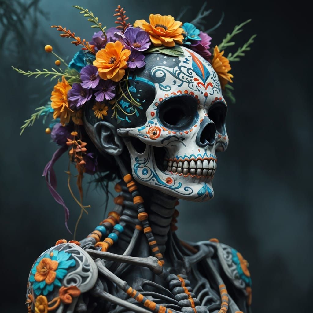 Sugar Skulls in a Vibrant Color Palette