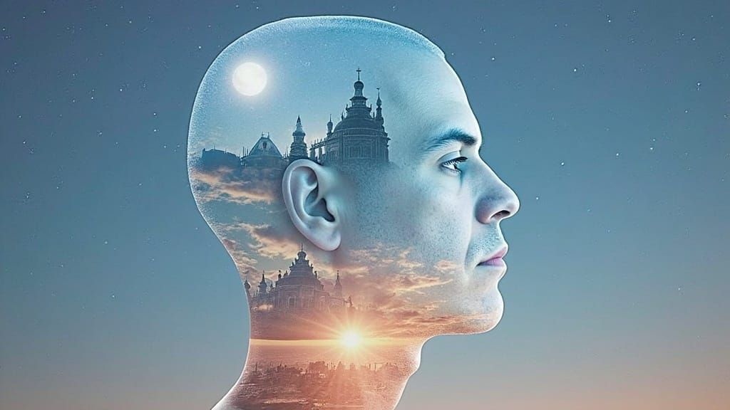 Sci-Fi Kingdom and Galaxies Inside Transparent Head