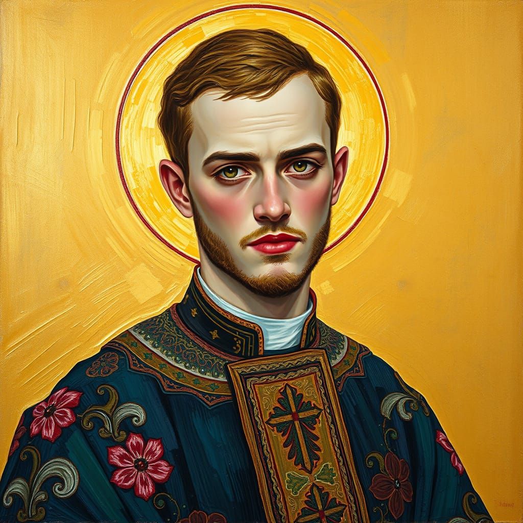 Neo-Impressionist Portrait of an Aasimar Cleric