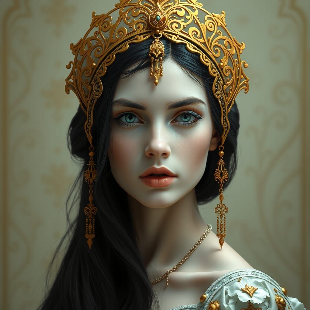 Mystical Woman Reborn in Art Nouveau Style