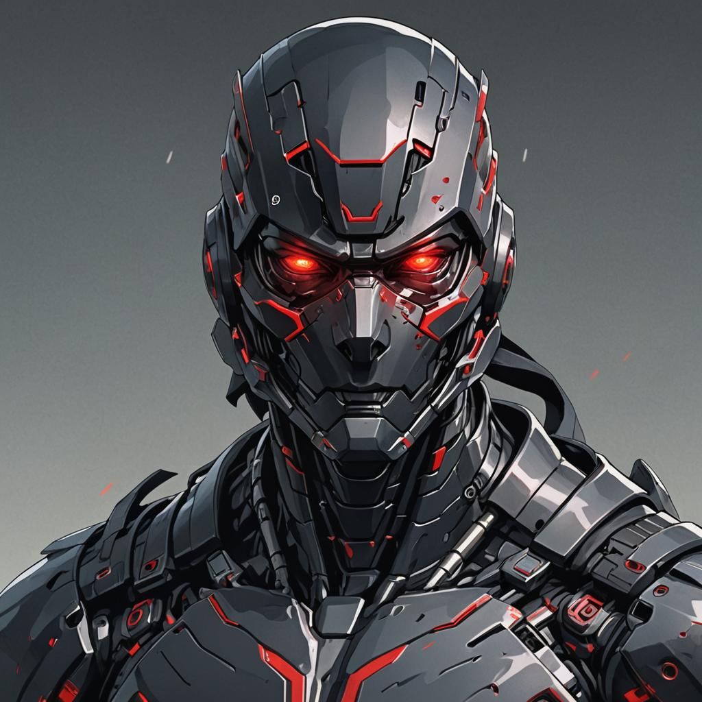 Cyborg Ninja Portrait in Anime Style