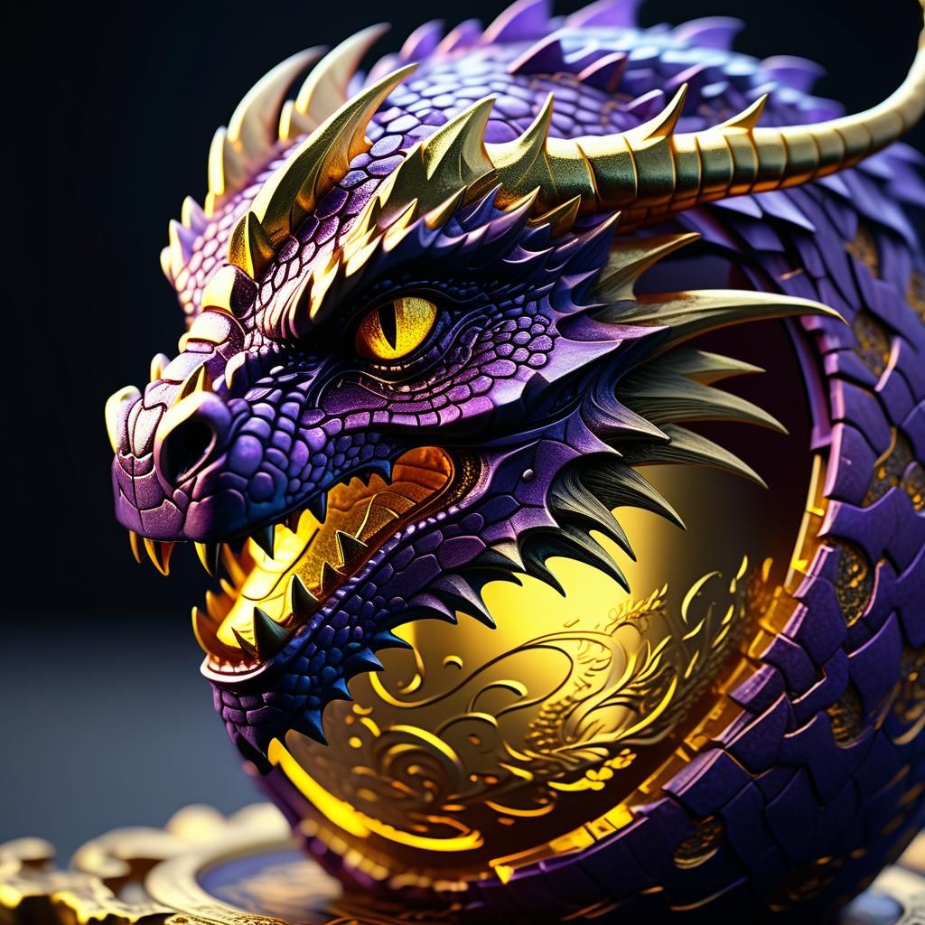 Dragon Reflection on Mystical Golden Egg