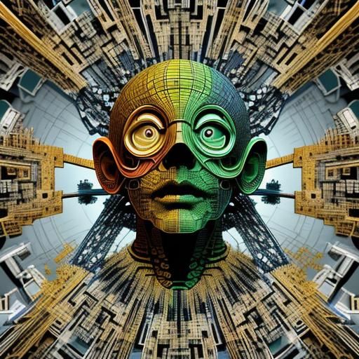 Vivid Fractal Face in Photorealistic Style