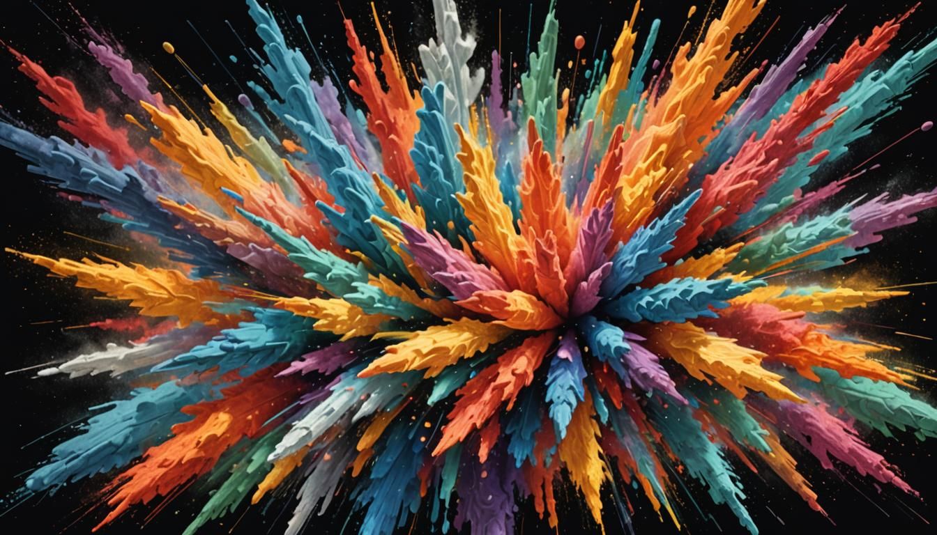 Exploding Fractal Chalk Drawing in Vivid Colors