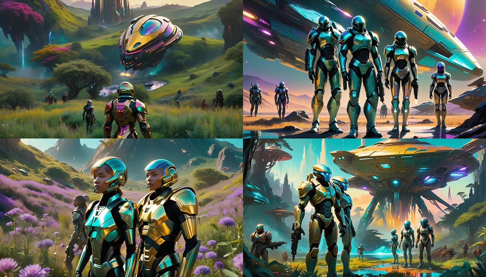 Humans and Kreelans Alliance on a Lush Alien World