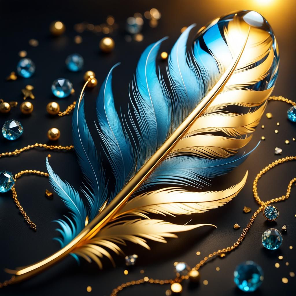 Golden Feather Jewel Sphere in Bright Sunlight