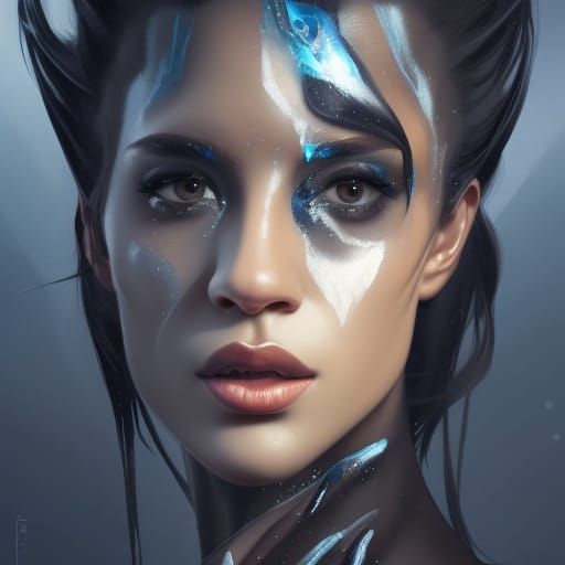 Intricate Portrait of a Black Ice Woman