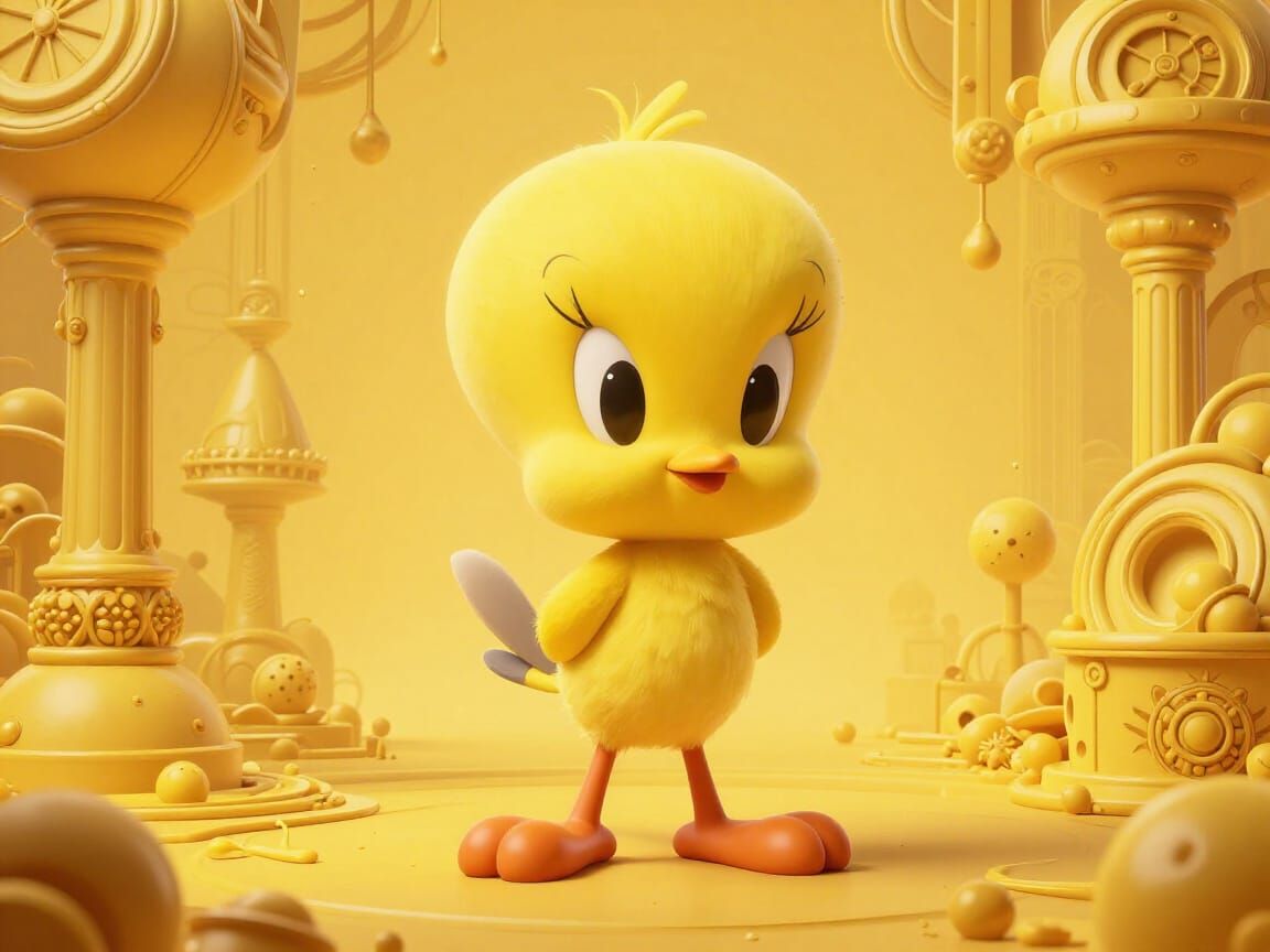 Vibrant Yellow Tweety Bird Matte Painting