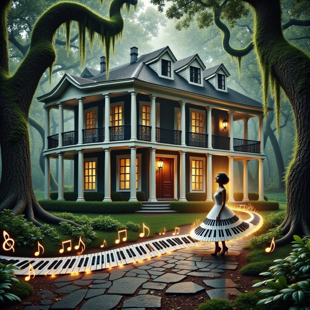 Ethereal Glow Emanates from Decaying Antebellum Mansion