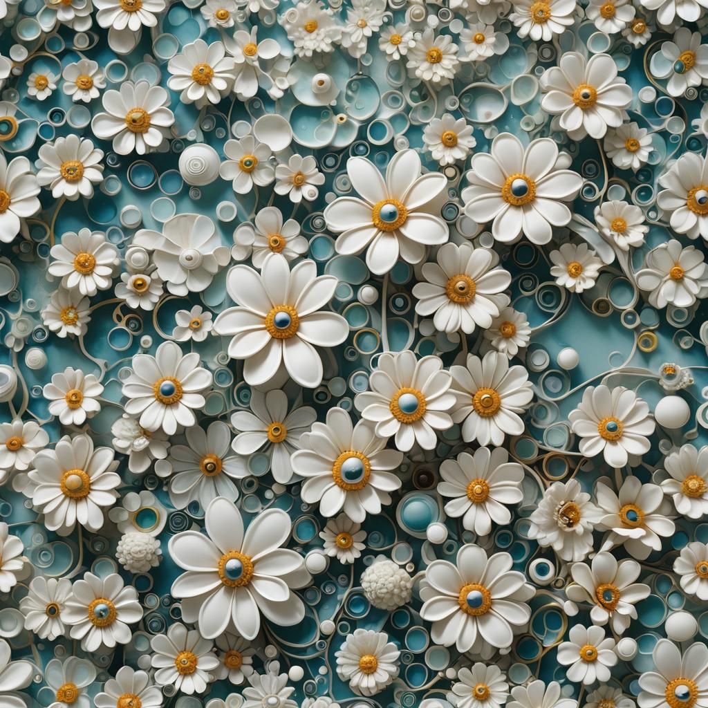 Abstract Flowers of Soap Bubbles in Cubist Style