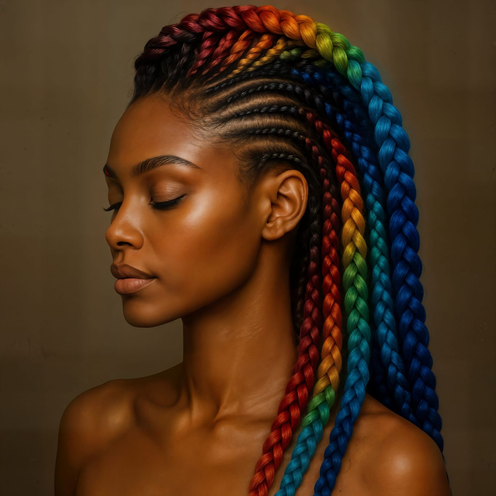 Stunning Woman with Colorful Braided Mohawk