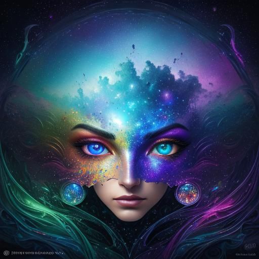 Cosmic Entities Reflected in Hyperrealistic Eyes