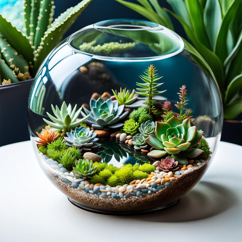 Enchanting Ecospheres: A Mesmerizing Terrarium Terrain with Vibrant Succulents