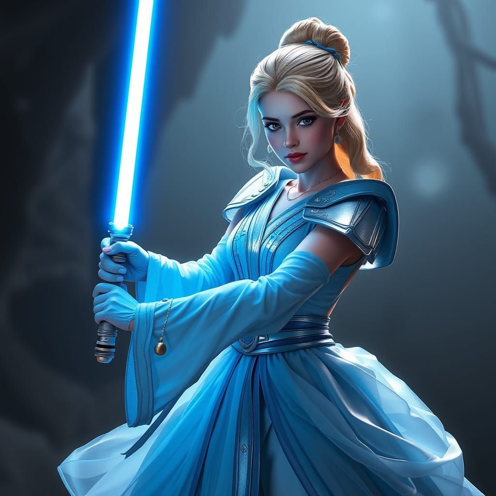 Cinderella as Jedi Knight with Lightsaber