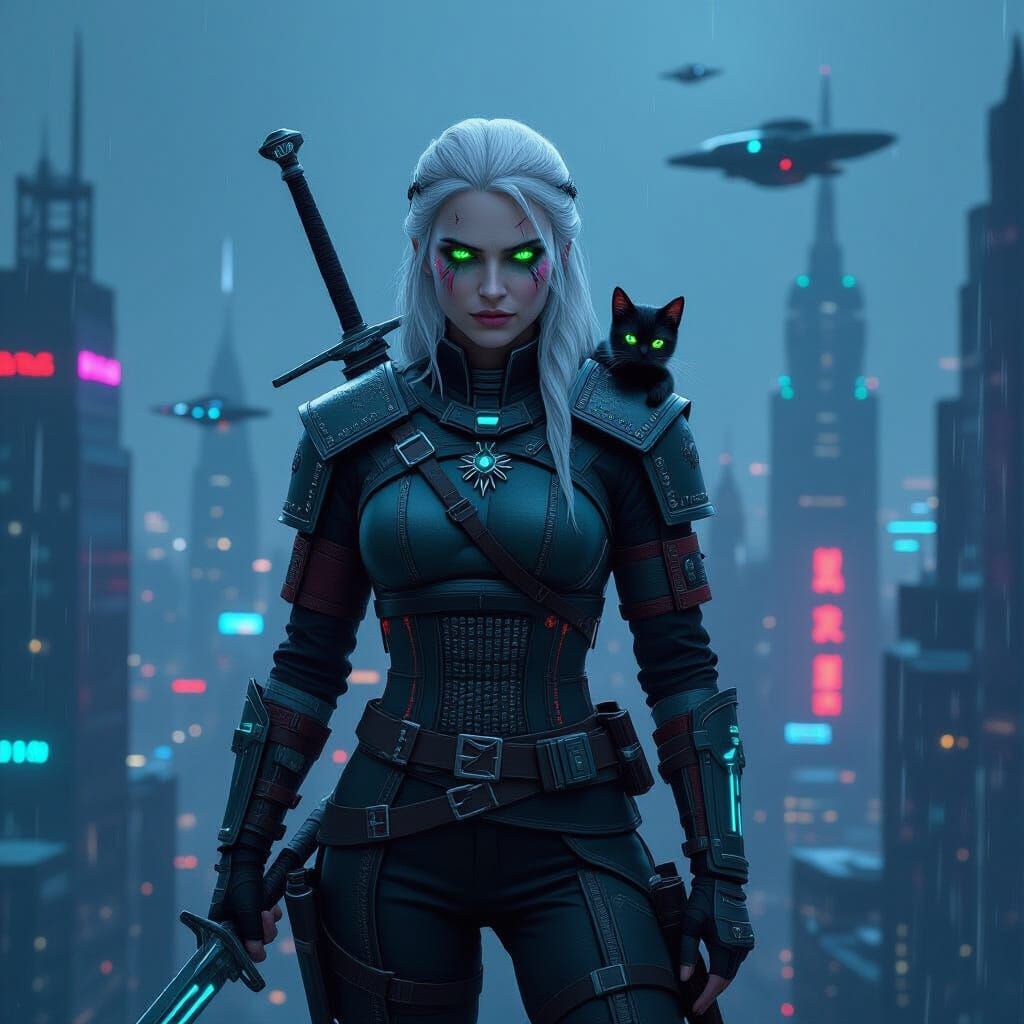 Cyberpunk Ciri, Witcher Hero of 2088 Neon City
