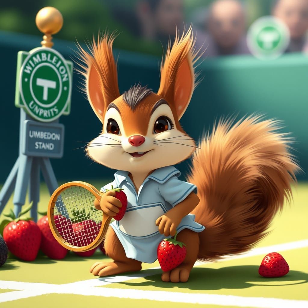 Squirrel Steals Strawberries at Wimbledon: Ghibli-esque Anim...