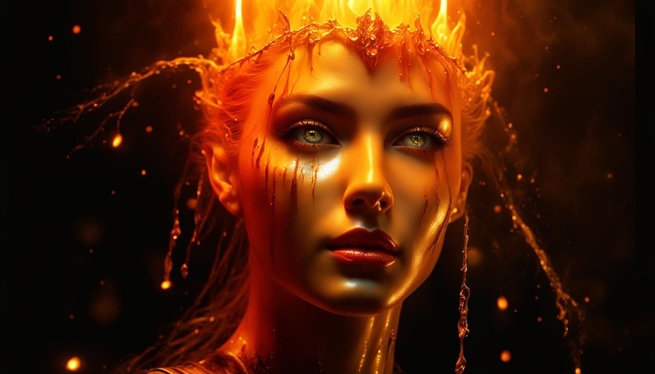 Burning Woman Candle in Fantasy Art Style