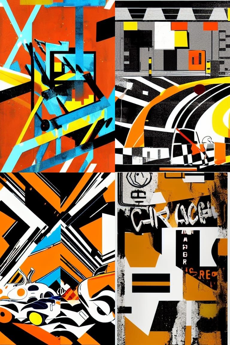 Geometric Car Ranch in Pop Art Style