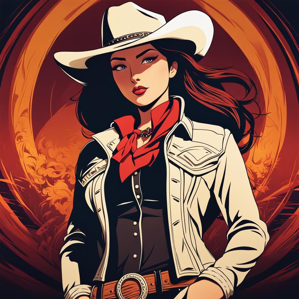 Anime Woman in Western Attire, Studio Trigger Style