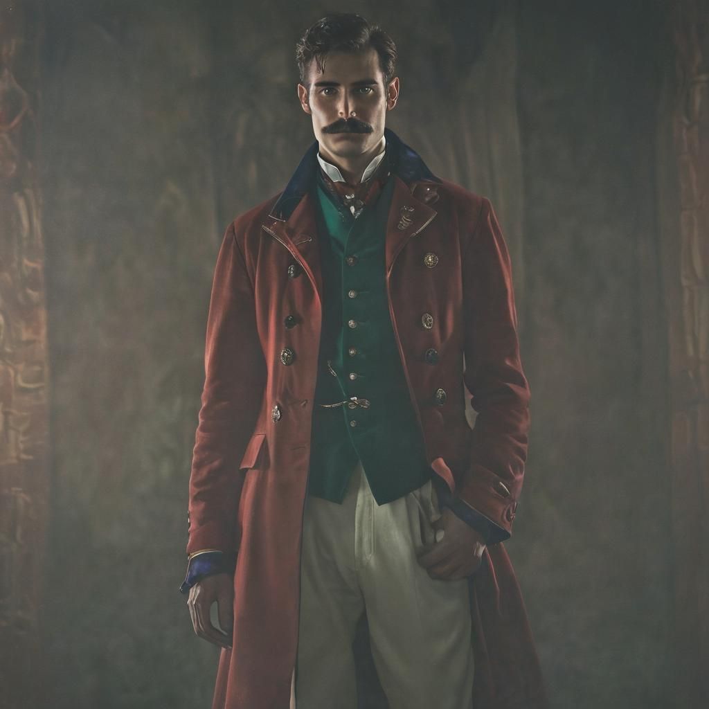 Sinister Dark Fantasy Portrait of Man with Mystical Coat