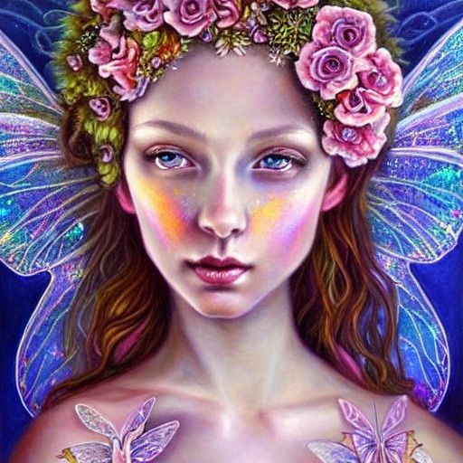 Detailed Nymph Fairy Portrait in Ethereal Oil Painting