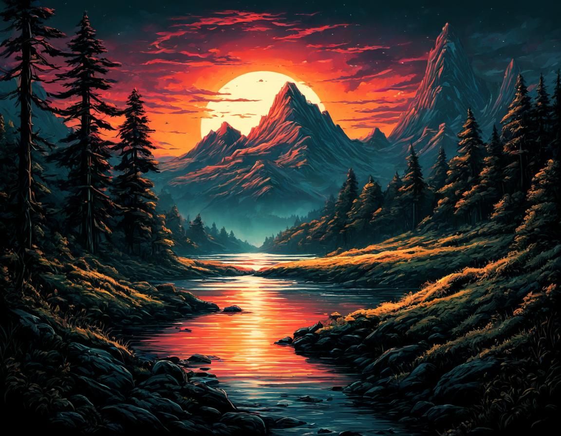 Stylized Landscape Art in Dan Mumford Style