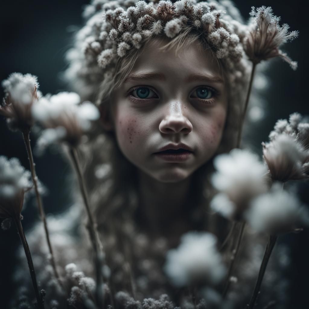 Frozen Flower Doll Portrait in Ambient Light