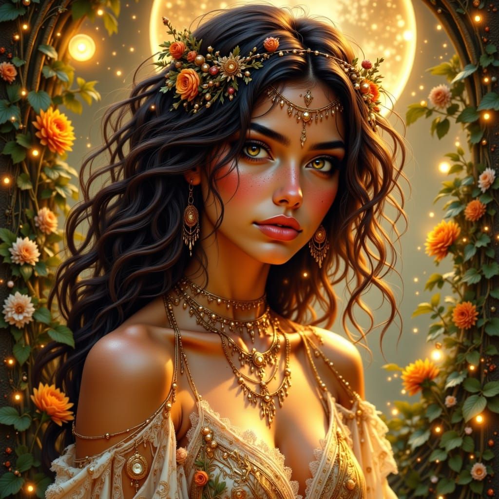 Mystical Latina Woman in Ethereal Light