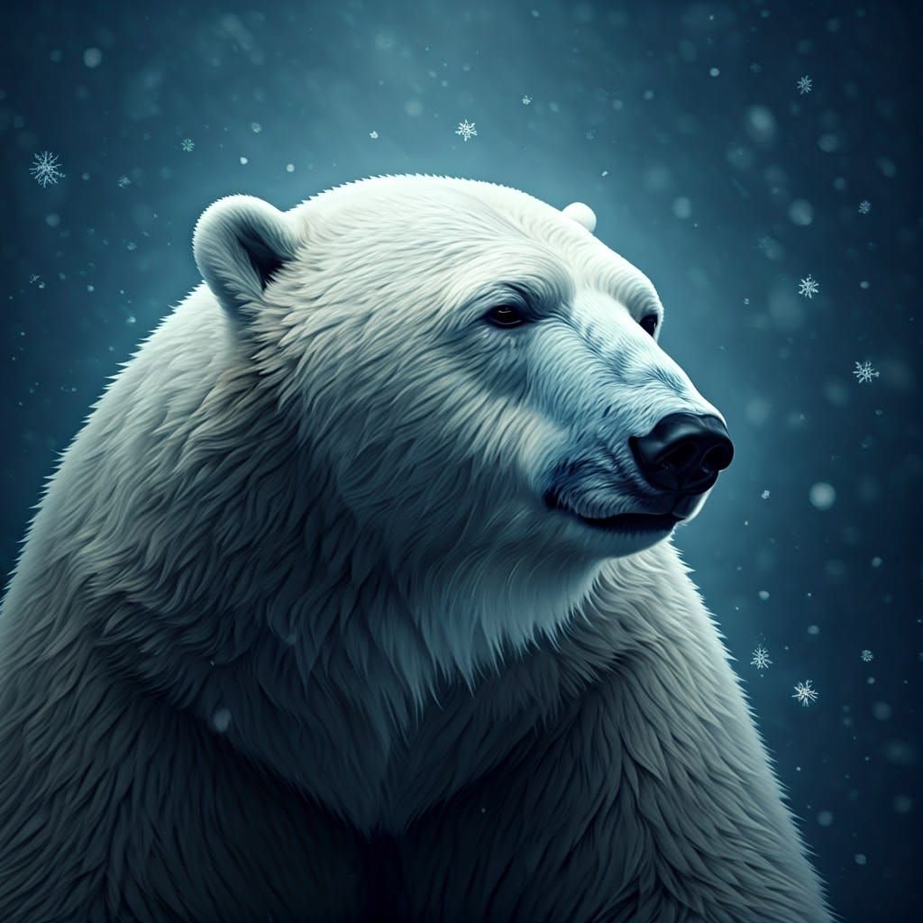 Melancholic Polar Bear in Moody Winter Wonderland