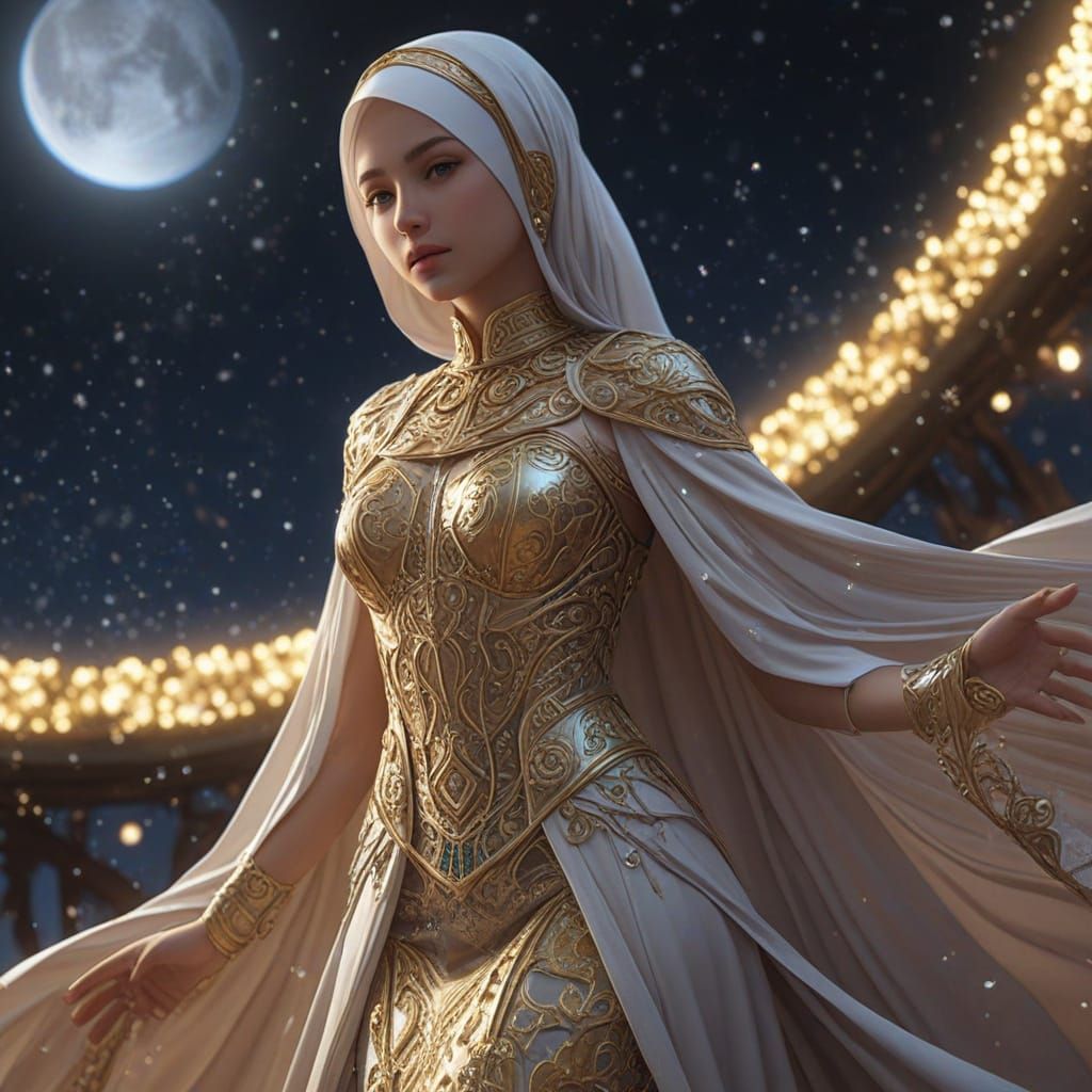 Golden Goddess Shines Amidst Celestial Splendor