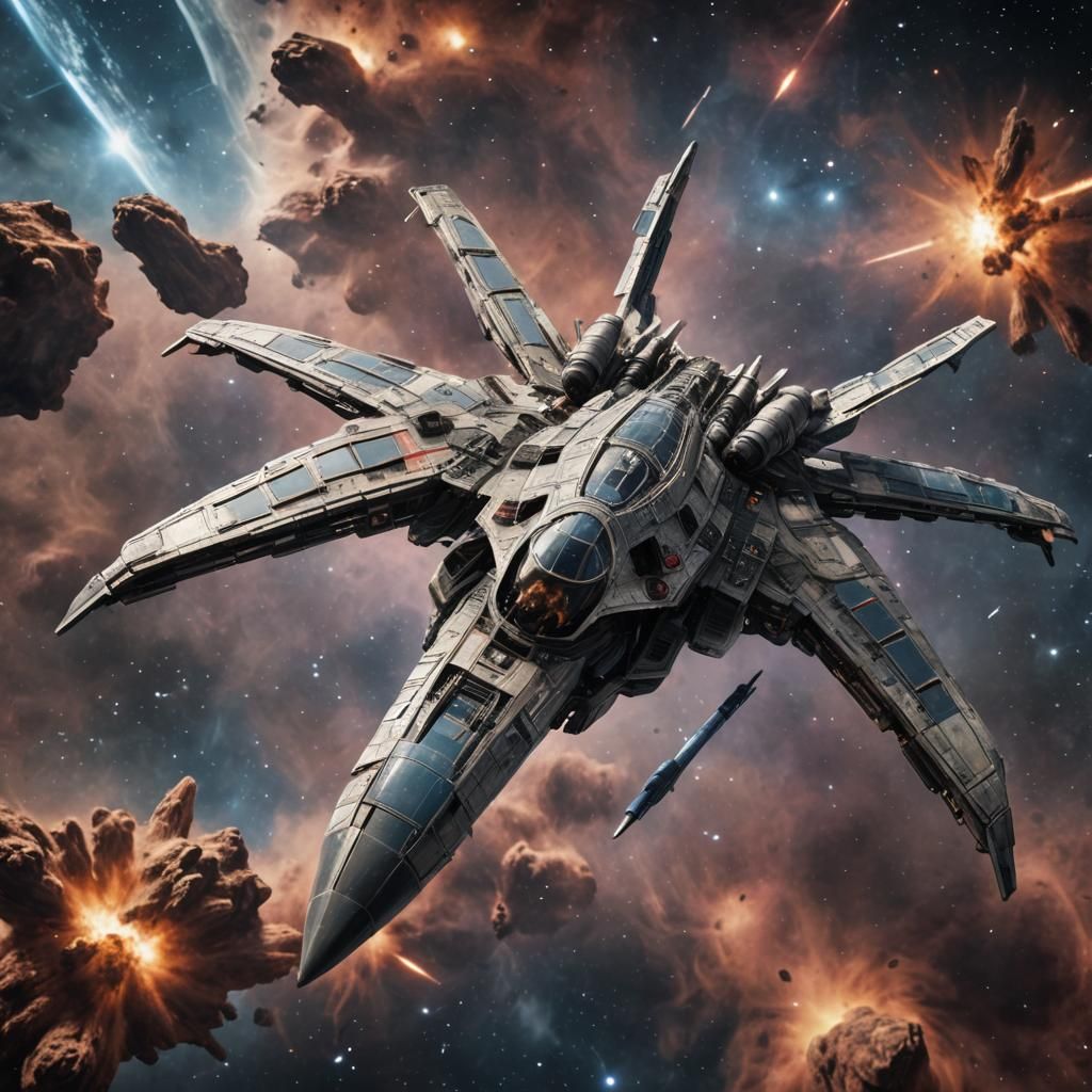 Hyperrealistic Tarantula Starfighter in Nebula