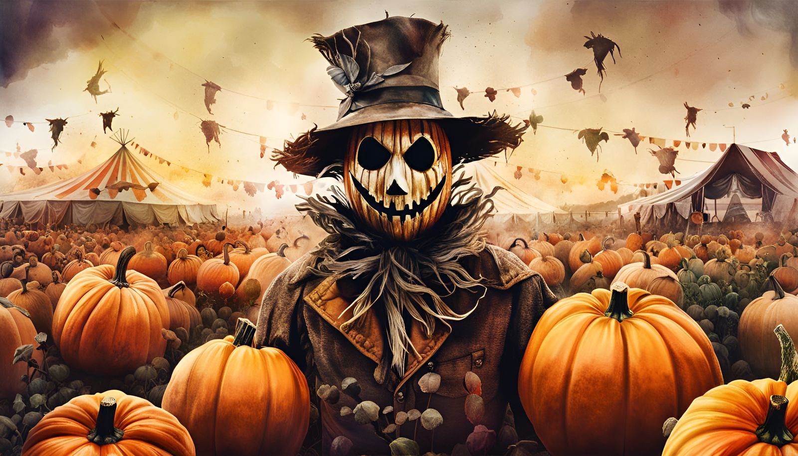 Terrifying Scarecrow Double Exposure Fantasy Art