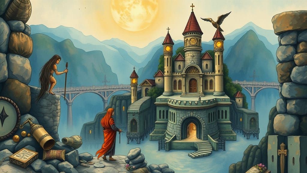 Mystical Locations in Dreamlike Watercolor Textures