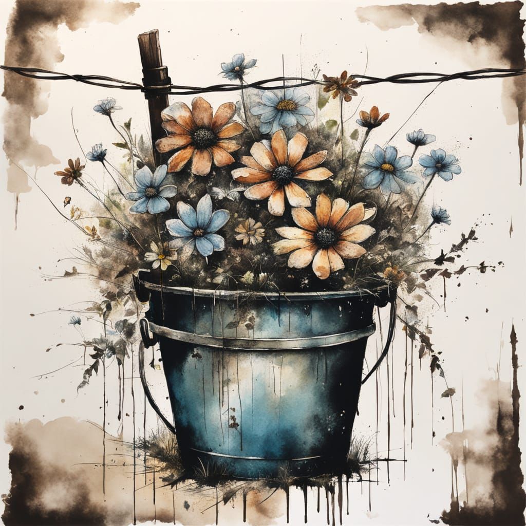 Wildflowers in Rustic Landscape