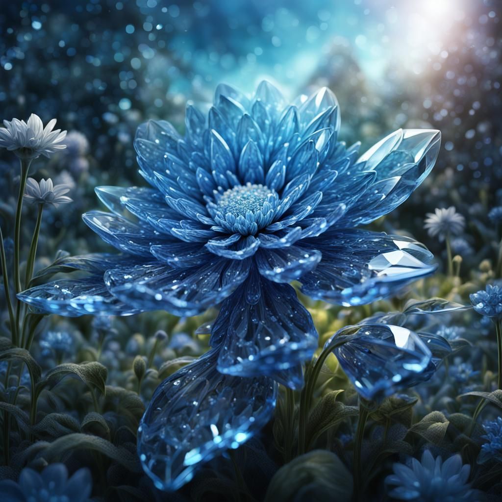 Shimmering Crystal Flower in Maximalist Garden