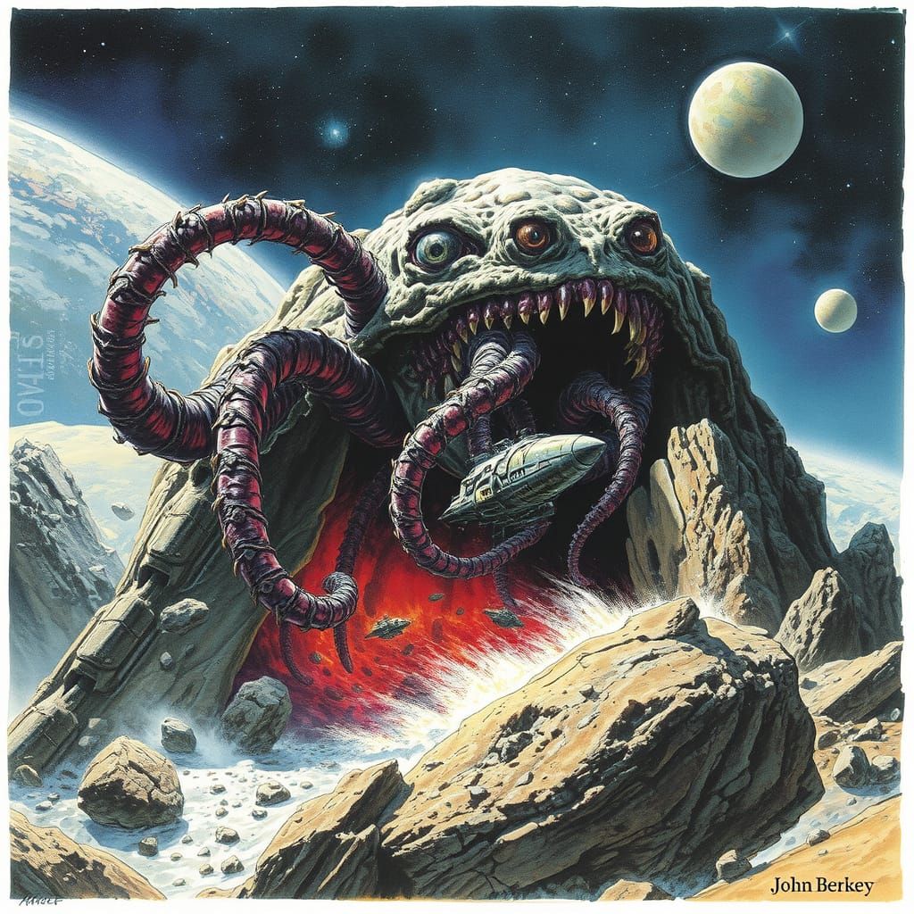 Gigantic Space Beast Emerges from Asteroid Cave in a Dazzlin...