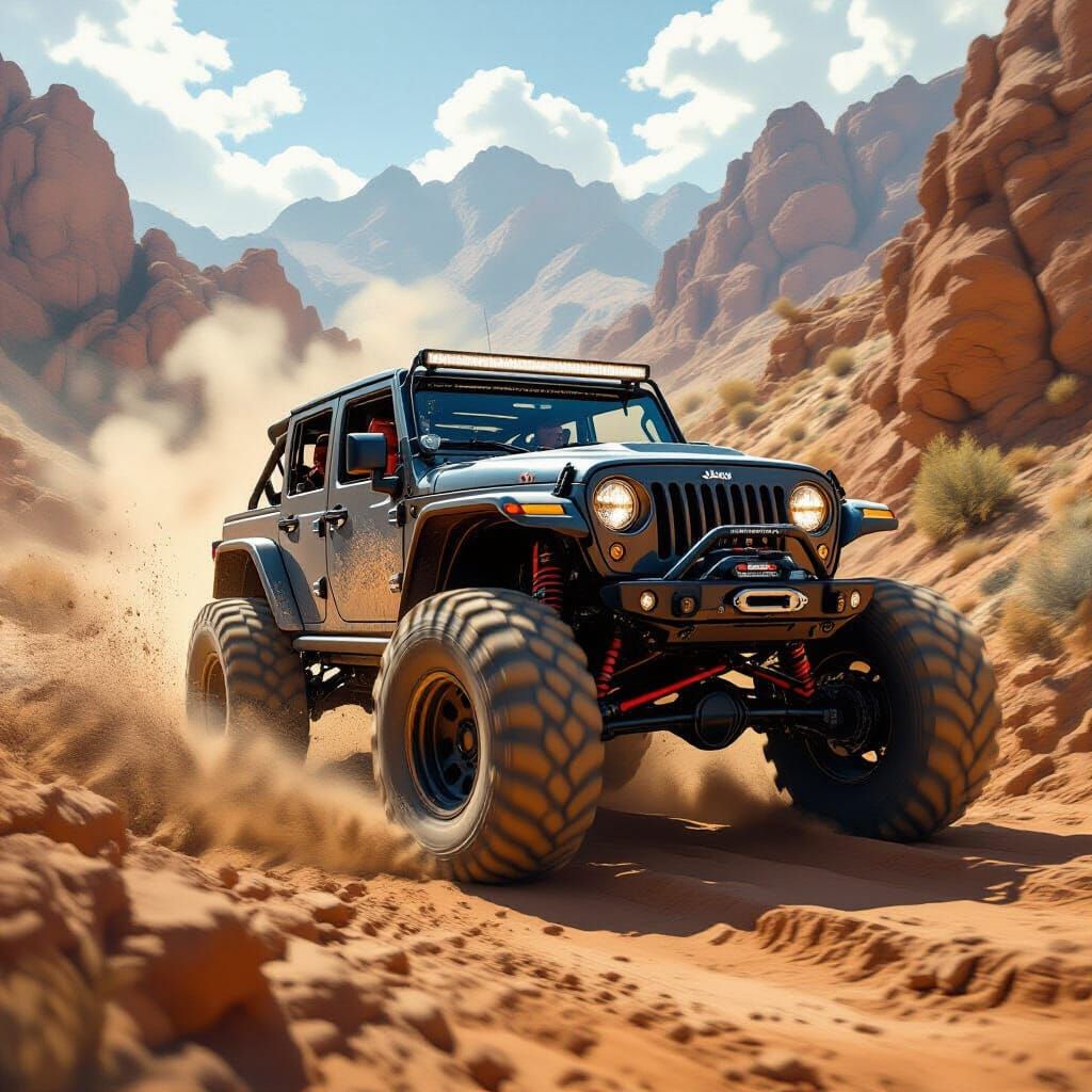 Black Off-Road Jeep on Mountain Trail