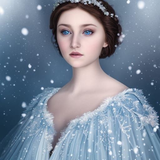 Snow Princess Portrait in Hyperdetailed Digital Art