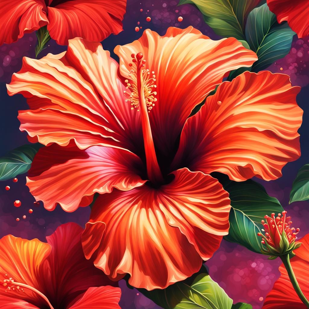 Hyperrealistic Hibiscus Flower Splash Art