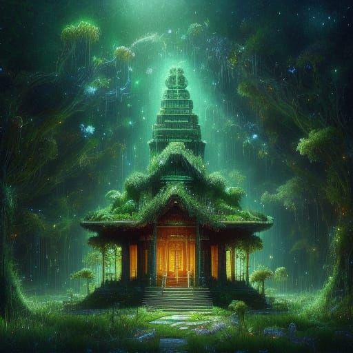 Ancient Automaton Tends Magical Garden in Overgrown Temple