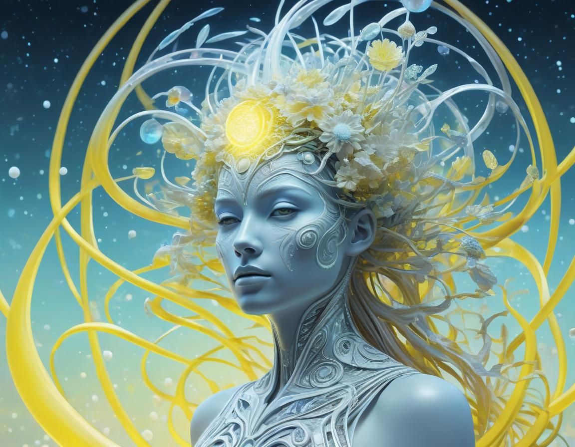 Abstract Floral Art in Ethereal Surreal Style