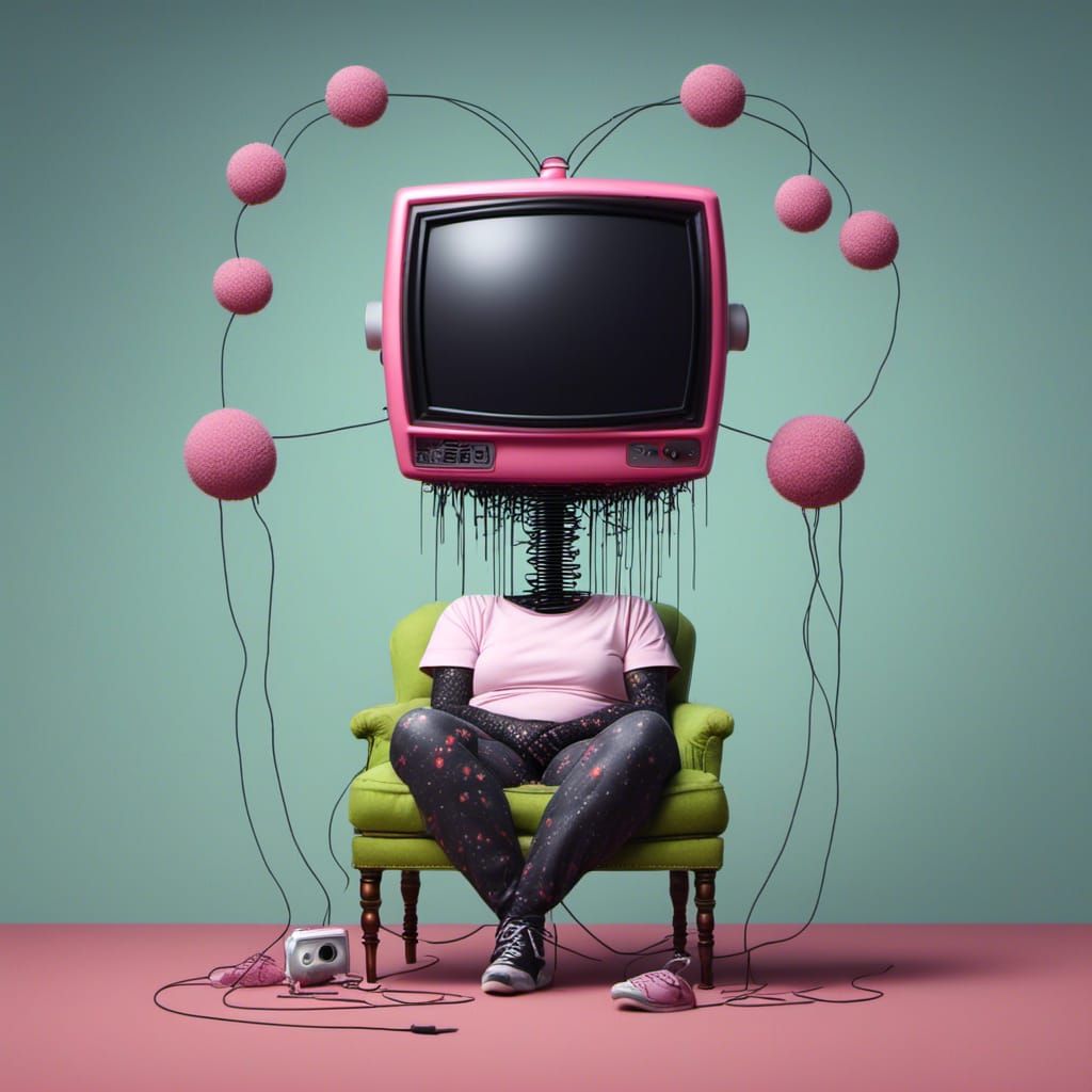 Person with TV Head Caricature