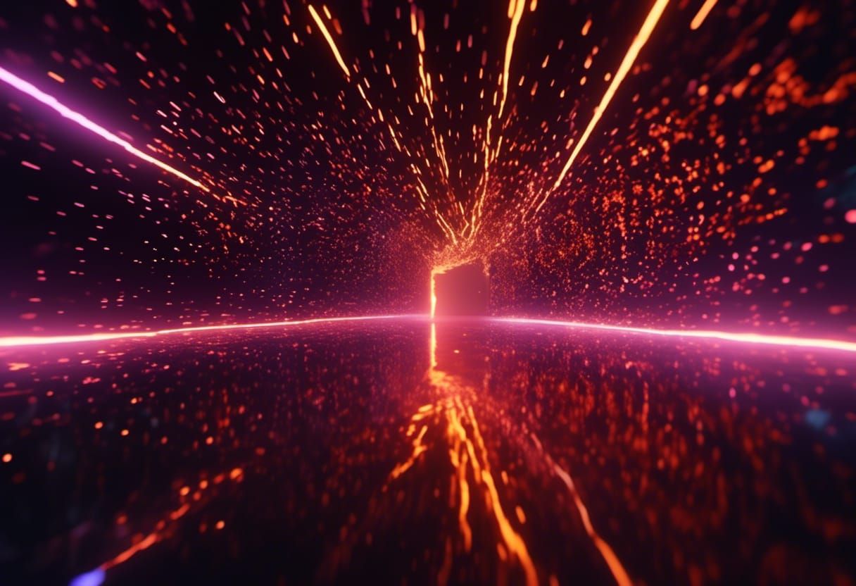 Neon Light Trails Through Glass Tunnel