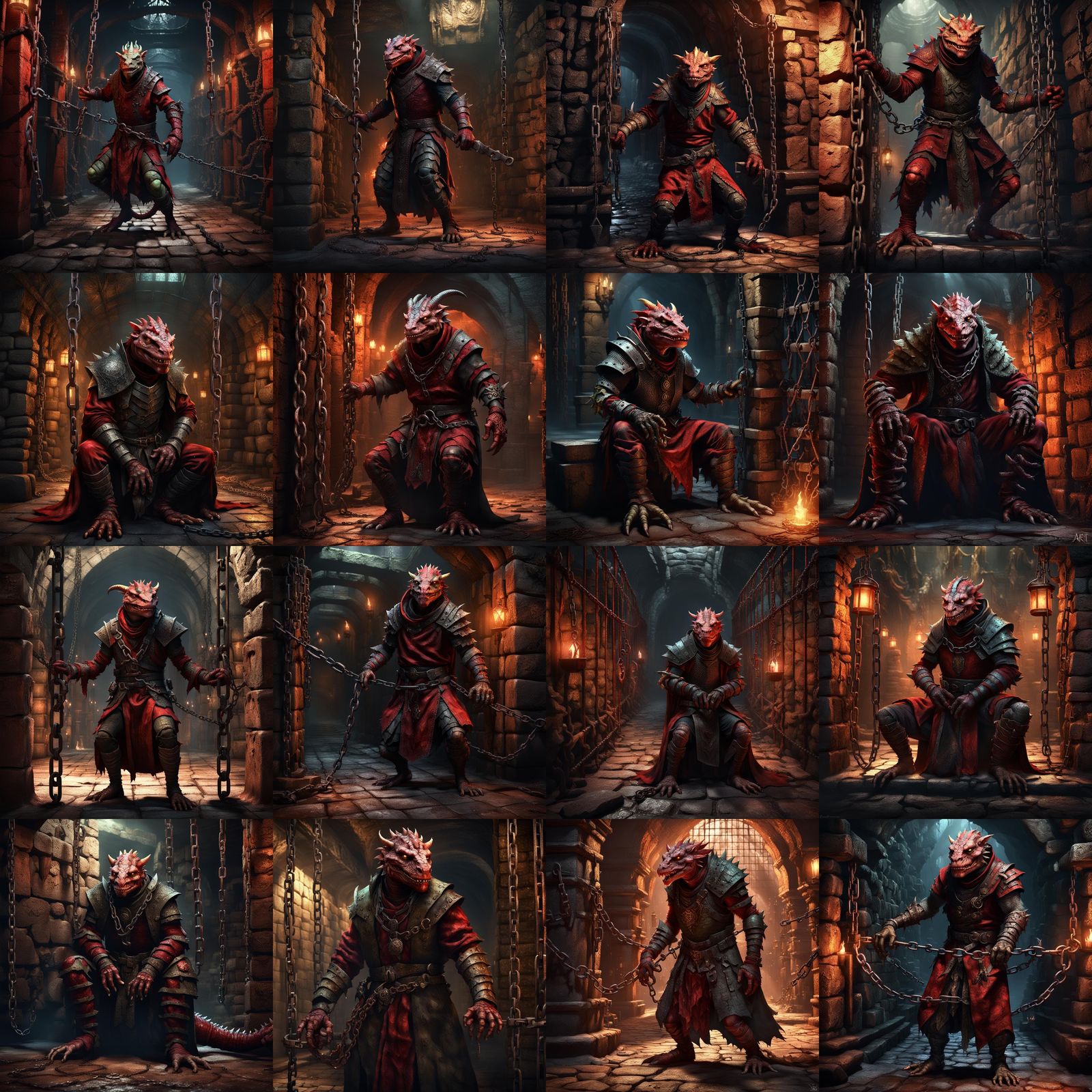 Argonian Prisoner in Underground Dungeon: Fantasy Art