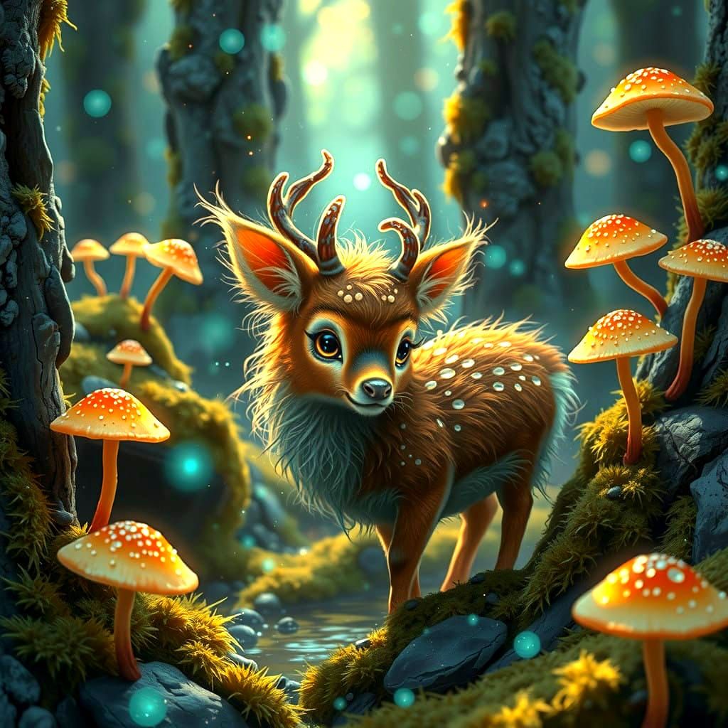 Whimsical Forest Creature with Vibrant Colors