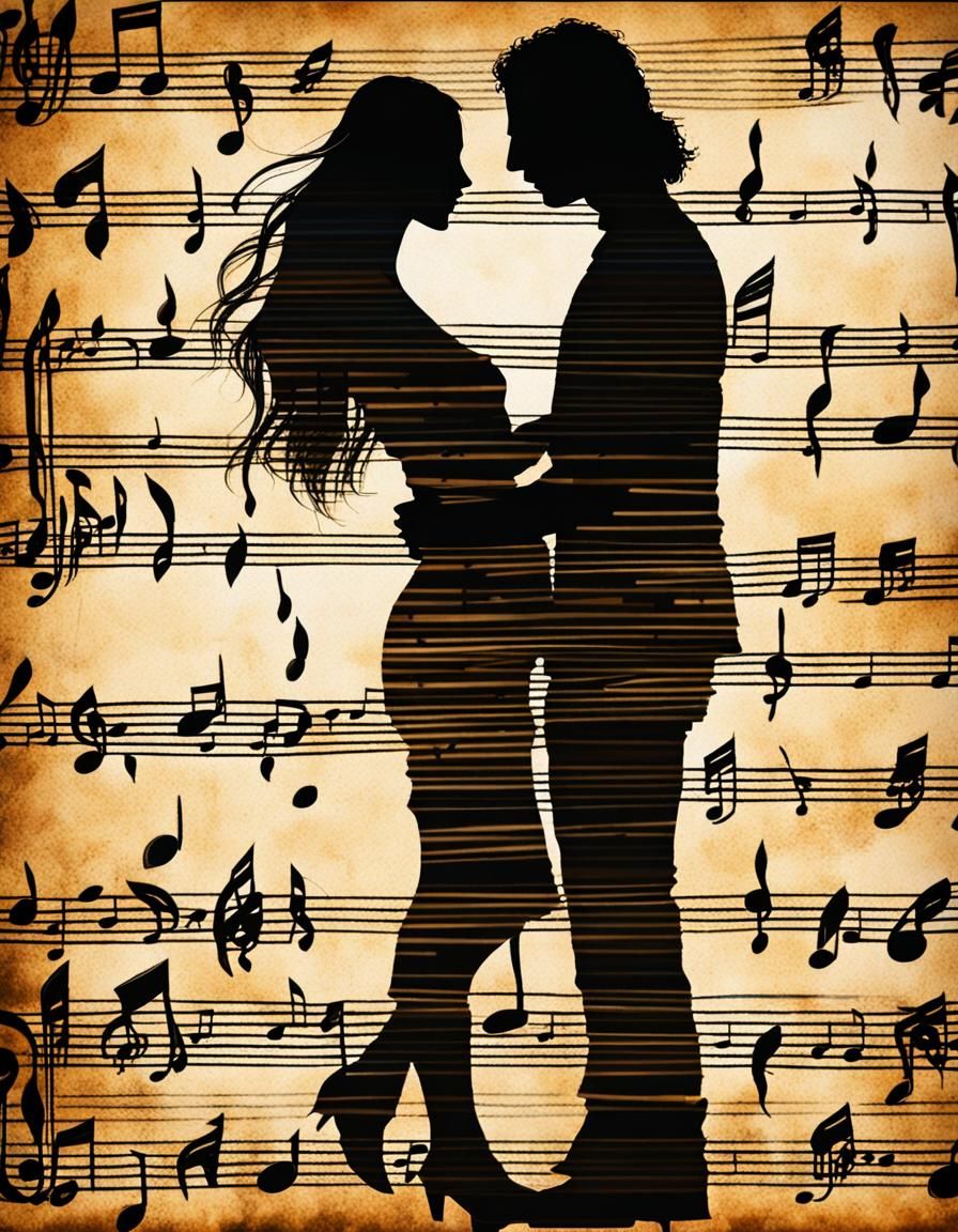 Musical Silhouette: Couple's Embrace in Jaffa